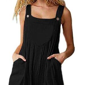 Women Summer Boho Floral Loose Wide Leg Jumpsuits with Pockets